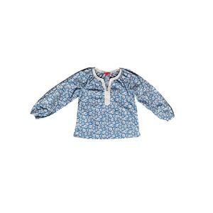 Lilly Pulitzer Womens Top Floral Blouse L‎ Long Sleeve Blue White Casual